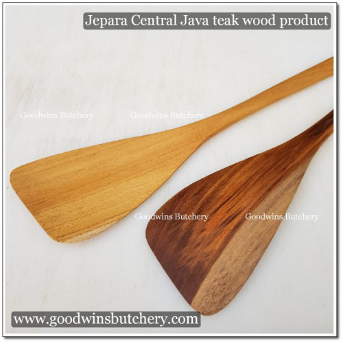 Teak wooden spatula RIGHT HANDED sodet sutil kayu  jati 